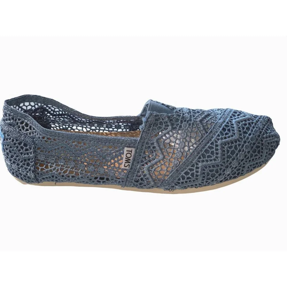 Toms Slip On Alpargata Size 8 Classics Denim Crochet NWT - Picture 6 of 10